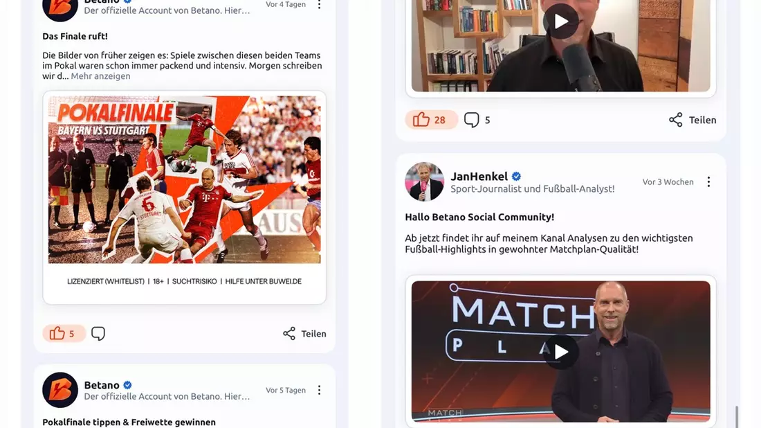 Betano launcht erstes eigenes Social Feature auf dem deutschen Markt - Bild: presseportal.de