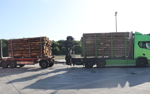 POL-PPTR: Bremsscheibe gerissen, überladen und zu lang - Holztransport musste stehen bleiben - Bild: presseportal.de