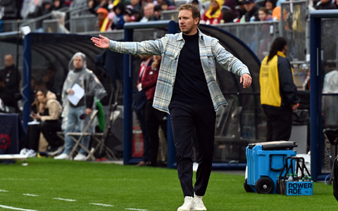Zurück am Startpunkt: Julian Nagelsmann bei seinem Länderspiel-Debüt als Bundestrainer gegen die USA im Oktober 2023 in Hartford. (Archivbild) - Bild: Federico Gambarini/dpa