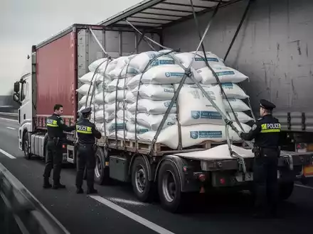 Ladungssicherung: Lkw mit 23 Tonnen kaum gesichert auf A5 - Foto: über boerse-global.de