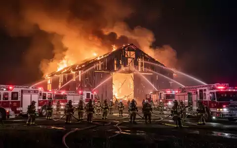 Großbrand-Serie: 200 Einsatzkräfte kämpfen, 60 Rinder sterben - Foto: über boerse-global.de