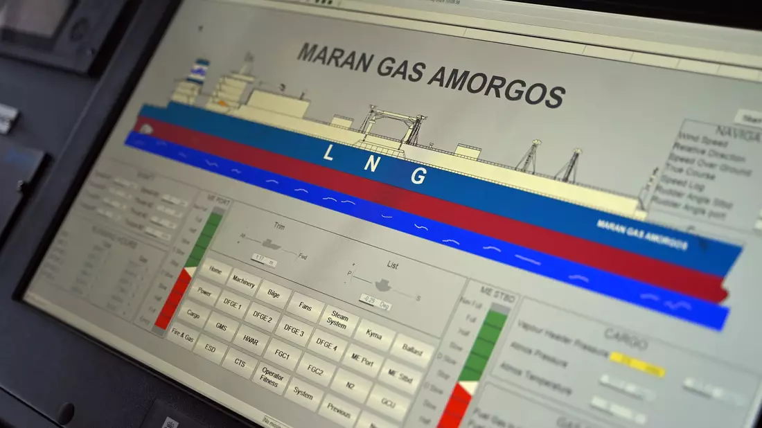 Das LNG-Tankschiff «Maran Gas Amorgos» der griechischen Reederei Maran Gas Maritime lag neulich für eine Wartung in einem spanischen Trockendock. - Bild: Helge Toben/dpa