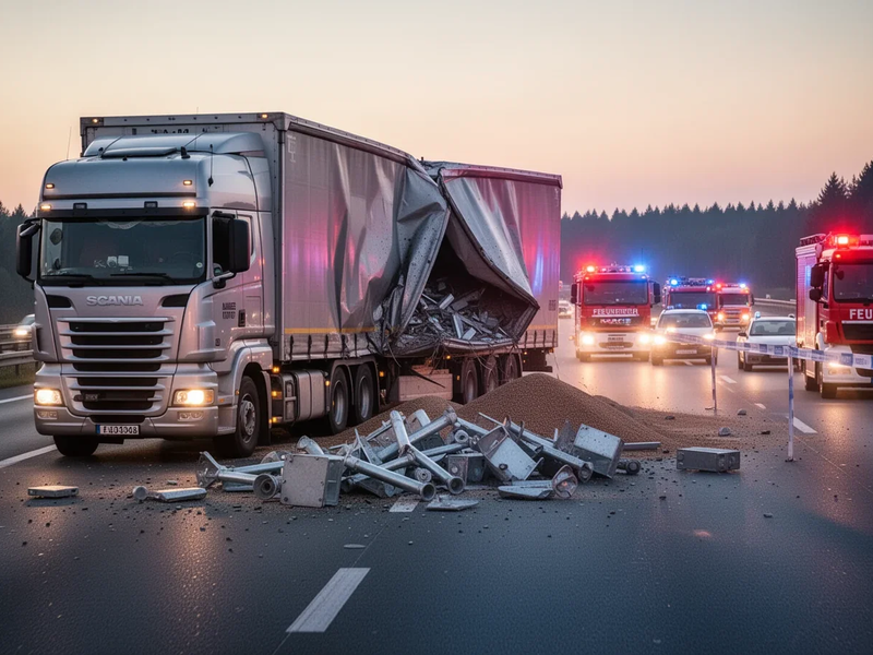 Lastwagen-Unfallserie Juni: 24 Tonnen Metall durchbrechen Wand - Foto: über boerse-global.de