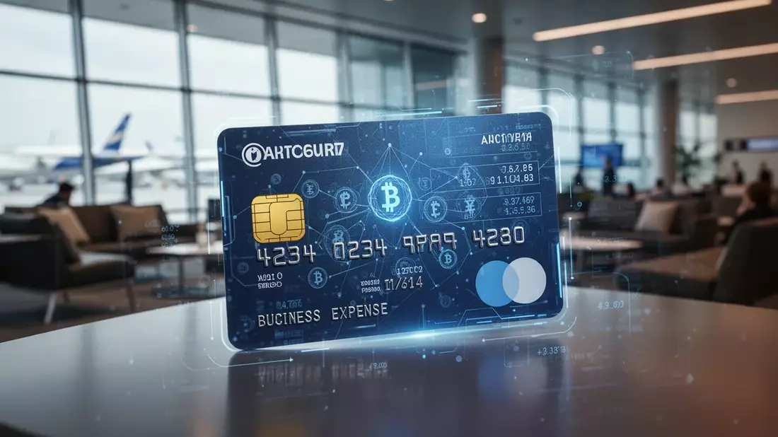 A close-up of a modern credit card or expense receipt with digital financial data overlays, symbolizing automated expense management. - Bild: über boerse-global.de