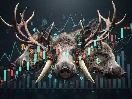 Eine stilisierte Grafik von Finanz-Warrants mit abstrakten Wildtierelementen und Finanzdiagrammen. - Foto: über boerse-global.de