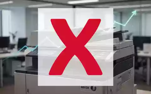 Nahaufnahme eines Vintage-Xerox-Kopierers in einem modernen Büro mit einer subtilen aufsteigenden Trendlinie im Hintergrund. - Foto: über boerse-global.de