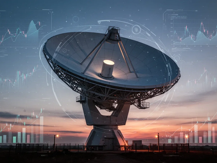 Ein modernes Radargerät dreht sich vor einem Dämmerungshimmel, symbolisiert Verteidigungstechnologie und Finanzdaten. - Foto: über boerse-global.de