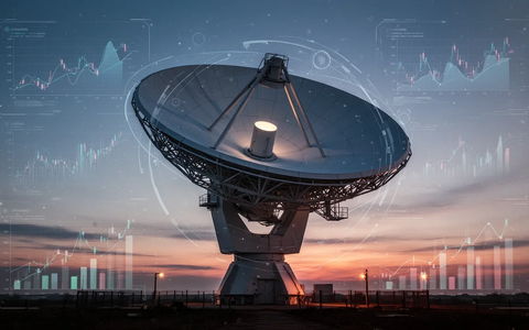 Ein modernes Radargerät dreht sich vor einem Dämmerungshimmel, symbolisiert Verteidigungstechnologie und Finanzdaten. - Foto: über boerse-global.de
