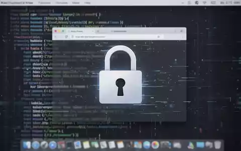 Ein digital dargestellter macOS-Desktop mit einem Vorhängeschloss-Symbol über einem Webbrowser-Fenster und Code im Hintergrund. - Foto: über boerse-global.de