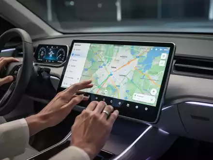 A detailed navigation map displayed on a car's infotainment screen, illustrating the integration of mapping technology in vehicles. - Foto: über boerse-global.de