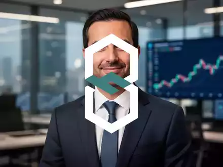 Ein professionelles Porträt eines selbstbewussten Mannes in einem modernen Büro, mit verschwommenen digitalen Finanzdaten im Hintergrund. - Foto: über boerse-global.de