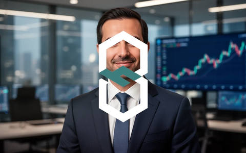 Ein professionelles Porträt eines selbstbewussten Mannes in einem modernen Büro, mit verschwommenen digitalen Finanzdaten im Hintergrund. - Foto: über boerse-global.de