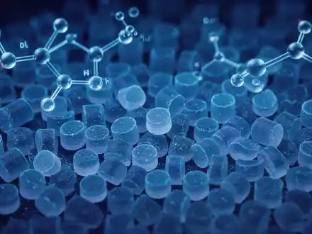 Close-up of small, translucent polymer pellets subtly glowing under ultraviolet light, hinting at molecular protection. - Foto: über boerse-global.de