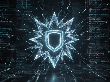 A glowing, menacing AI icon with sharp edges surrounded by a dark, abstract network of code, symbolizing malware and data theft. - Foto: über boerse-global.de