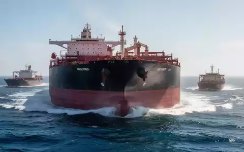 Ein großes, modernes Massengutfrachterschiff auf offener See, mit einem kleineren, älteren Schiff im Hintergrund. - Foto: über boerse-global.de