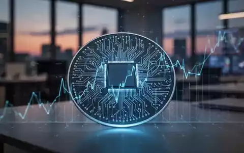 Nahaufnahme eines leuchtenden Mikrochips mit abstrakten Finanzgrafiken, im Hintergrund ein unscharfes Büro bei Dämmerung. - Foto: über boerse-global.de
