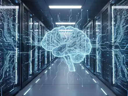 A close-up of a server rack with blue light, representing advanced AI models and high-performance computing infrastructure. - Foto: über boerse-global.de