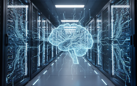 A close-up of a server rack with blue light, representing advanced AI models and high-performance computing infrastructure. - Foto: über boerse-global.de