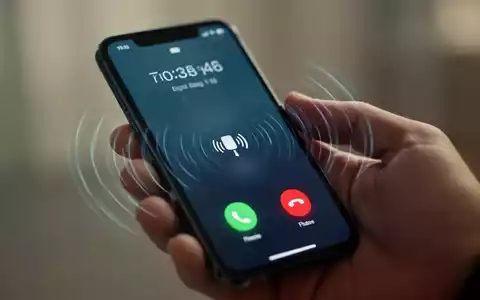 A close-up of a smartphone screen showing an incoming call with a subtle vibration graphic, held by a hand. - Foto: über boerse-global.de