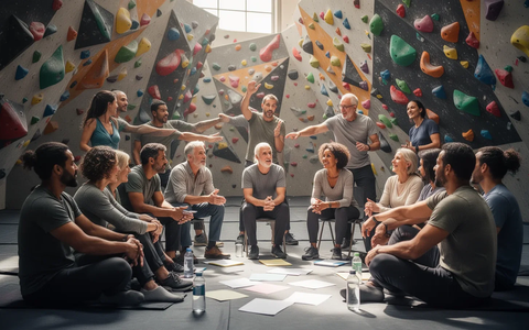 Eine vielfältige Gruppe von Erwachsenen nimmt an einer therapeutischen Gruppenaktivität teil, die Spaß und Gemeinschaft fördert. - Foto: über boerse-global.de