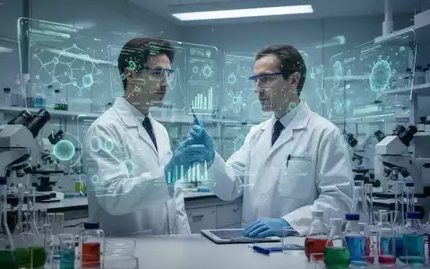 Ein Wissenschaftler in einem Labor, der Daten auf einem holografischen Display analysiert, symbolisiert pharmazeutische Forschung. - Foto: über boerse-global.de