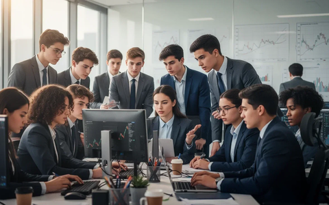 Junge Auszubildende arbeiten und lernen in einem modernen Büro. Sie repräsentieren kaufmännische Berufe und berufliche Entwicklung. - Foto: über boerse-global.de