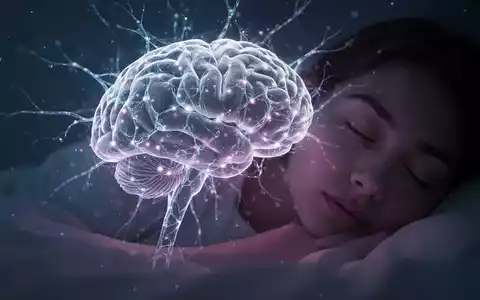 Ein stilisiertes Gehirn mit leuchtenden Neuronen, teilweise von der unscharfen Silhouette eines schlafenden Menschen verdeckt. - Foto: über boerse-global.de