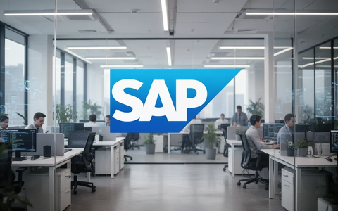 Ein modernes Büro mit einem dezenten SAP-Logo, das Stabilität und Innovation in der Technologiebranche symbolisiert. - Foto: über boerse-global.de