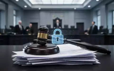 A judge's gavel on legal documents with a digital padlock, symbolizing data protection and legal authority. - Foto: über boerse-global.de