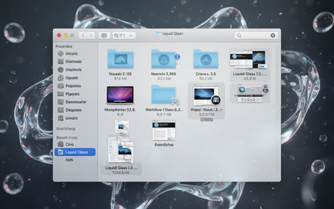 A stylized macOS Finder window showing file icons with detailed metadata and abstract, glowing design elements in the background. - Foto: über boerse-global.de