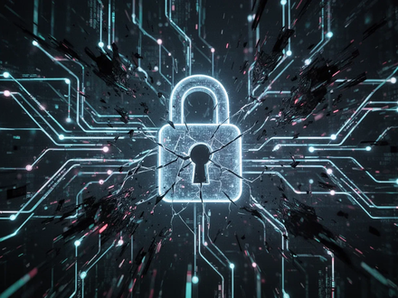 Abstrakte Darstellung einer digitalen Lieferkette, die von Cyberangriffen gestört wird. Leuchtende Datenlinien brechen auseinander. - Foto: über boerse-global.de