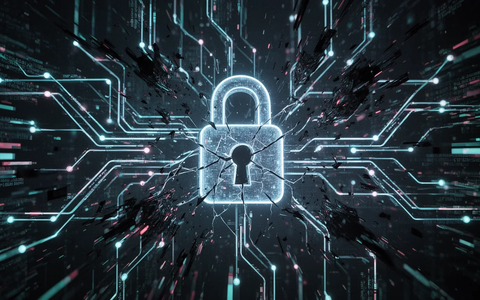 Abstrakte Darstellung einer digitalen Lieferkette, die von Cyberangriffen gestört wird. Leuchtende Datenlinien brechen auseinander. - Foto: über boerse-global.de