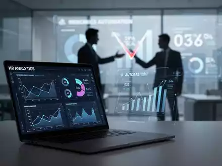 Ein Laptop zeigt HR-Analysen, während eine Silhouette auf digitale Rekrutierungsmetriken zeigt, die eine Diskrepanz hervorheben. - Foto: über boerse-global.de