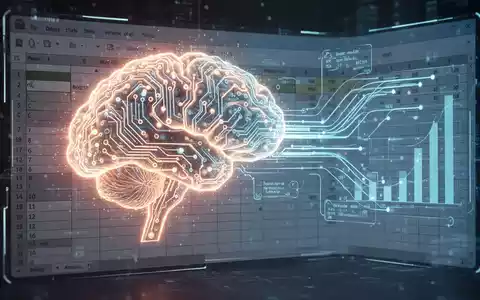 A glowing, circuit board-like AI brain overlaid on a digital spreadsheet interface, with data flowing between them. - Foto: über boerse-global.de