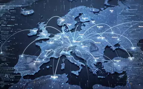 A glowing blue digital map of Europe with connecting lines and data streams, symbolizing technological sovereignty and digital autonomy. - Foto: über boerse-global.de