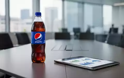 Eine PepsiCo-Flasche auf einem Konferenztisch neben einem Tablet mit Finanzdiagrammen in einem modernen Büro. - Foto: über boerse-global.de