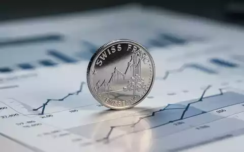 Eine einzelne Schweizer Franken Münze liegt auf einem Finanzbericht, der eine Dividendenerhöhung symbolisiert. - Foto: über boerse-global.de