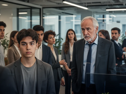 Junge und ältere Kollegen in einem modernen Büro. Ein junger Mitarbeiter blickt neutral, ein älterer Kollege wirkt leicht verwirrt. - Foto: über boerse-global.de