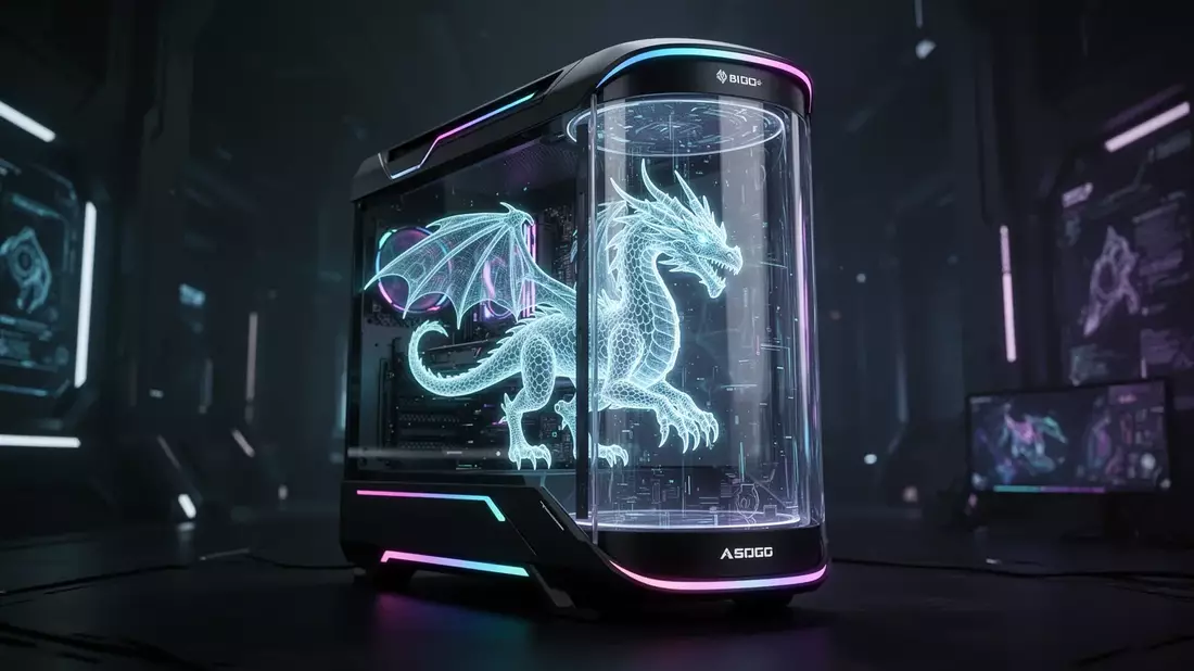 MSI MEG Vision X2 AI+: Gaming-PC mit holografischem KI-Drachen