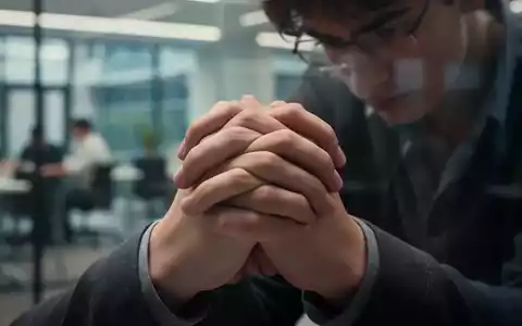 Nahaufnahme der Hände eines jungen Erwachsenen, die nervös gefaltet sind, mit einem unscharfen Hintergrund, der Stress andeutet. - Foto: über boerse-global.de