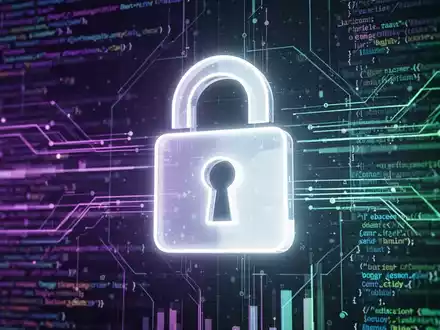 A glowing padlock icon over a digital interface with data streams, representing online privacy and security in digital banking. - Foto: über boerse-global.de