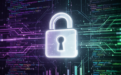 A glowing padlock icon over a digital interface with data streams, representing online privacy and security in digital banking. - Foto: über boerse-global.de