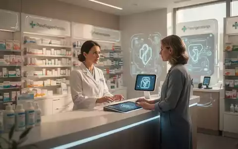 A pharmacist assisting a patient at a digital counter, symbolizing modern healthcare and pharmacy digitalization. - Foto: über boerse-global.de