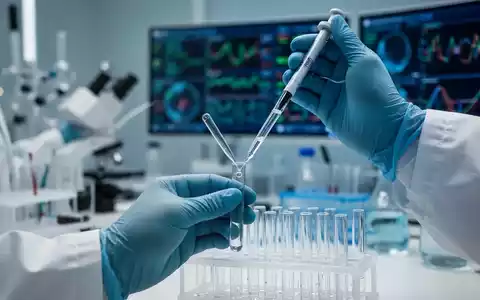 Nahaufnahme der Hände eines Wissenschaftlers, der in einem Labor eine Flüssigkeit in ein Reagenzglas pipettiert, mit verschwommenem Hintergrund. - Foto: über boerse-global.de