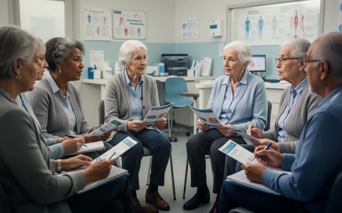 Eine vielfältige Gruppe von Menschen, darunter Senioren, die sich in einer Gesprächsrunde austauschen und Notizen machen. - Foto: über boerse-global.de