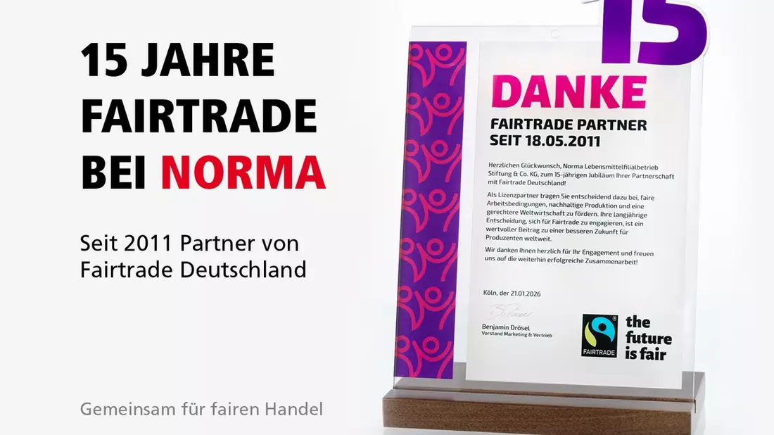 15 Jahre Partnerschaft für Nachhaltigkeit: NORMA und Fairtrade Deutschland feiern gemeinsames Jubiläum / Mit NORMA für bessere Lebensbedingungen von Millionen von Menschen - Bild: presseportal.de