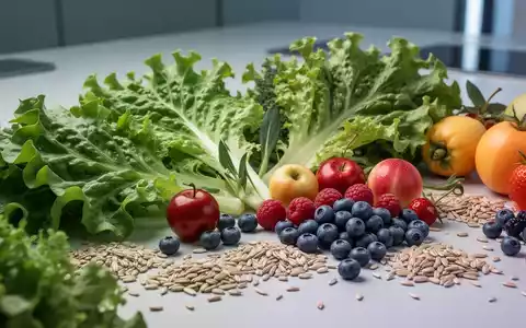 Eine Nahaufnahme von frischem Gemüse und Obst wie Grünkohl, Beeren und Vollkornprodukten, die Gesundheit und Ernährung symbolisieren. - Foto: über boerse-global.de