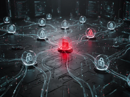 A glowing red node within a complex digital supply chain network, symbolizing a security breach in a software distribution pipeline. - Foto: über boerse-global.de