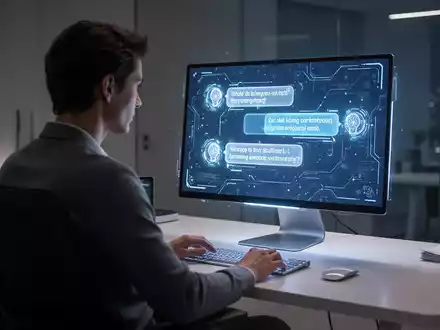 Eine Person sitzt vor einem Computerbildschirm, auf dem ein KI-Chatbot für Gehaltsverhandlungen angezeigt wird. - Foto: über boerse-global.de