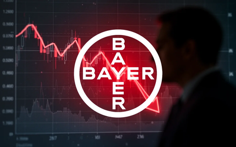 Ein stilisierter, abwärts gerichteter Finanzchart mit einem roten Leuchten, das auf Warnung hindeutet. Im Vordergrund eine verschwommene Silhouette einer Person. - Foto: über boerse-global.de